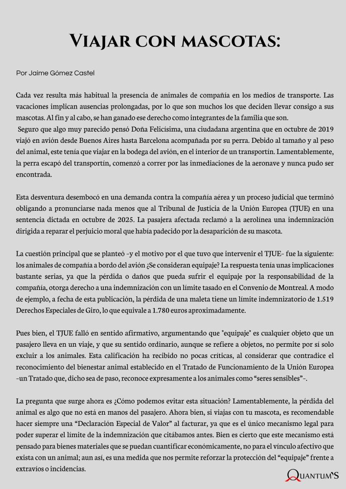 Viaja en avión con Mascotas
